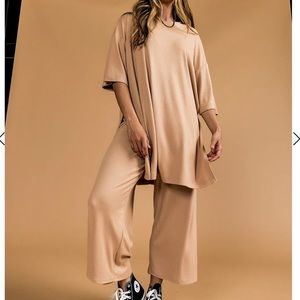 Dressed In LALA Lex Playsuit matching set 2XL ribbed tan